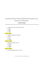 Nursing Entrance Exam Assessment Question and .